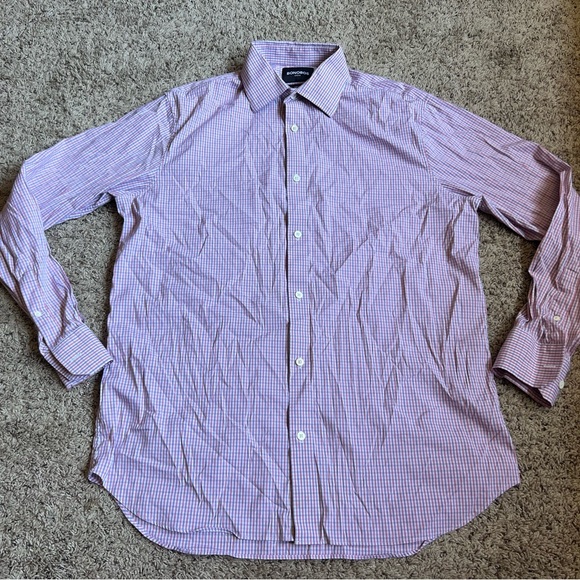 Bonobos Dress Shirt Men's Button Down 16.5 XL Standard Fit Pink Purple Plaid - Picture 4 of 7